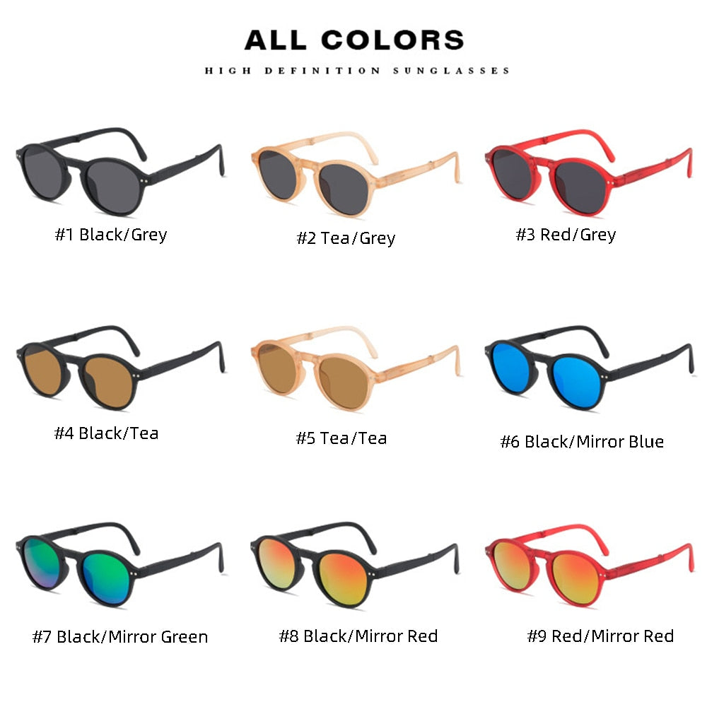 Faltbare Retro-Sonnenbrille mit eckigen Gläsern