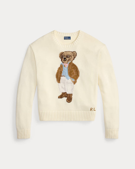 Teddy | Damen Strickpullover aus Baumwolle mit Bärenmotiv
