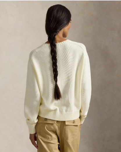 Teddy | Damen Strickpullover aus Baumwolle mit Bärenmotiv