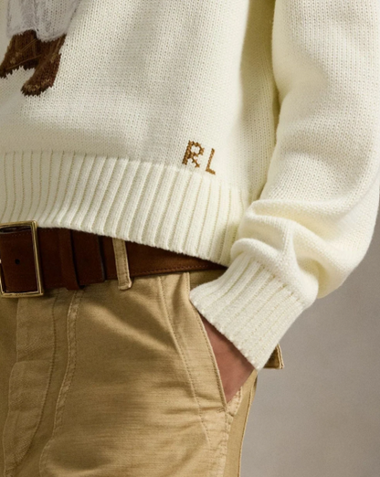 Teddy | Damen Strickpullover aus Baumwolle mit Bärenmotiv
